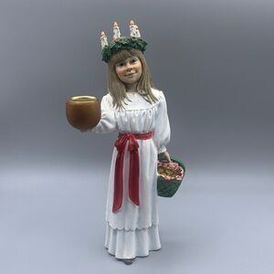 Vintage Santa Lucia Resin Figurine Candy Design Norway Candle Crown 10”
